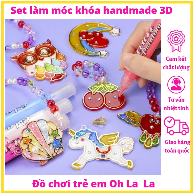 - Đồ chơi tự làm móc khoá đính đá 3D handmade cho bé mẫu làm dây chuyền, móc khóa, vòng tay dễ thương