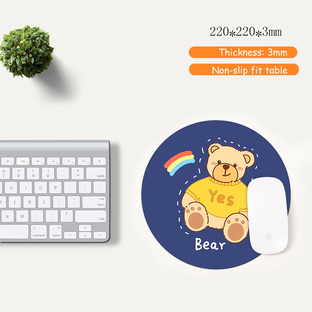 Tấm lót chuột 22 * ​​22cm Tấm lót bàn tròn hoạt hình dễ thương, tấm lót chuột máy tính chất liệu cao su, giá rẻ, dễ thương