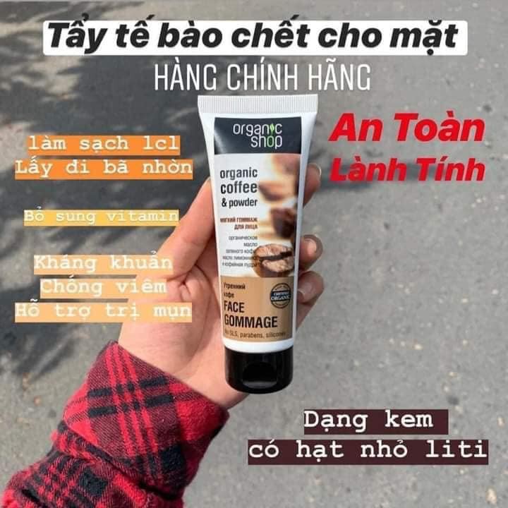 Tẩy Tế Bào Chết Da Mặt Chiết Xuất Cà Phê ORGANIC SHOP COFFE & POWDER 75ml