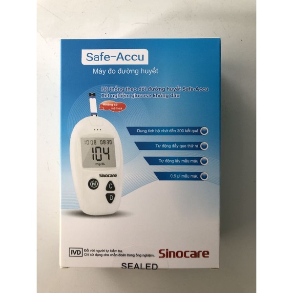 Máy Đo Đường Huyết Sinocare Safe Accu Gồm 50 Que Và 50 Kim