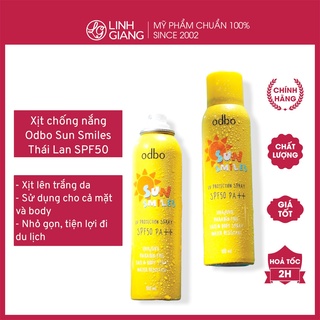  Xịt chống nắng Odbo Sun Smiles Thái Lan nâng tông da trắng mỏng nhẹ lâu trôi Linh Giang chính hãng 