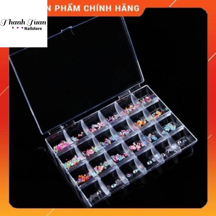 Khay Mica Trong suốt 24 ngăn đựng Charm Đá Nail   - Phụ kiện đồ nail