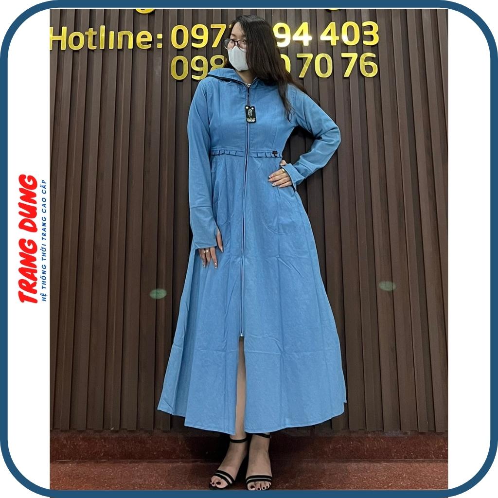 Áo chống nắng nữ toàn thân Trang Dung chất vải Bò Giấy 2 lớp cao cấp dáng váy xòe dài che kín chân thoáng mát, an toàn.