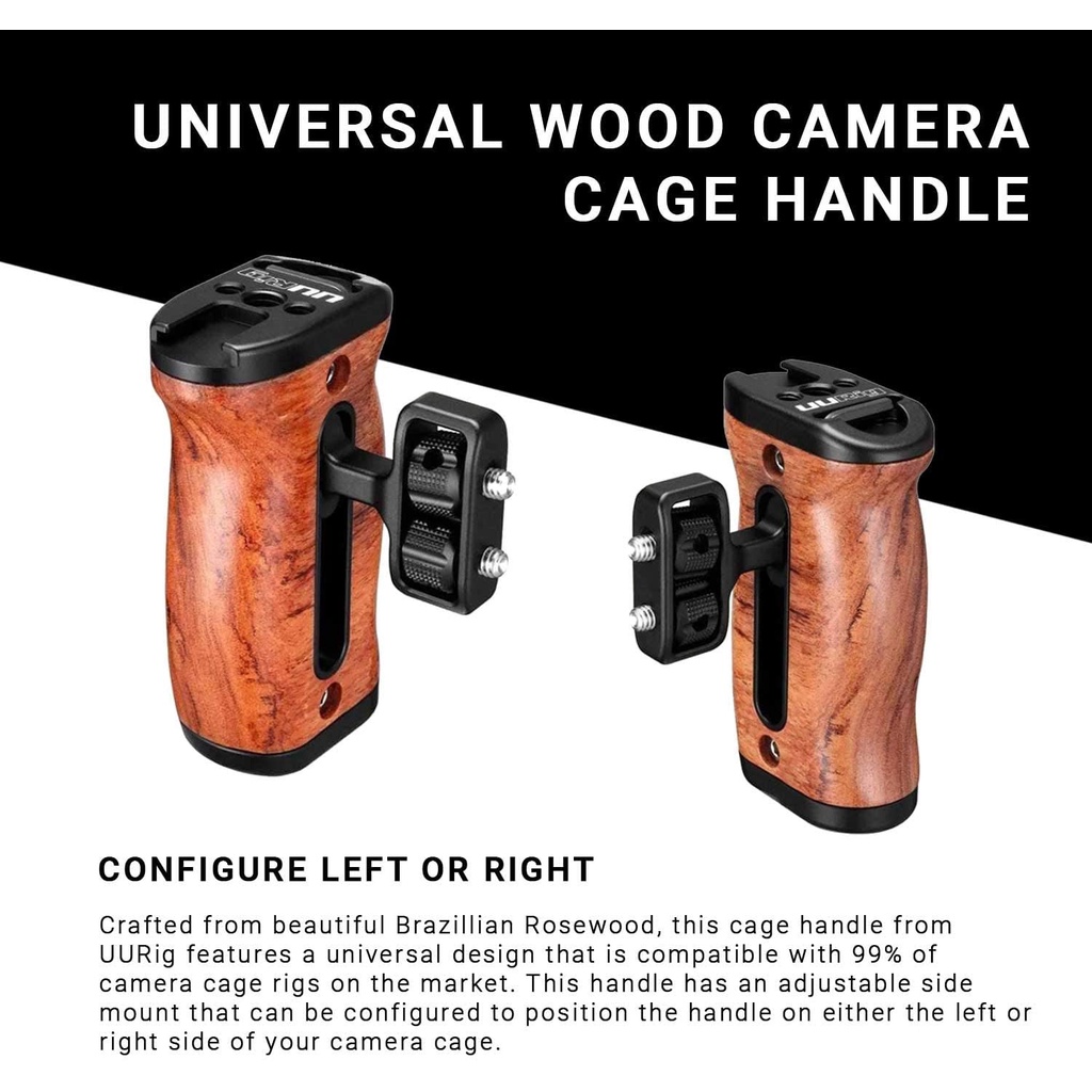 UURIG R027 - HÀNG CHÍNH HÃNG - Tay cầm gỗ đa năng dành cho máy ảnh