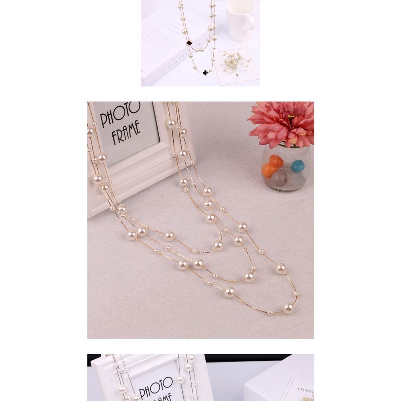 Dây Chuyền Dáng Dài Nhiều Lớp Đính Ngọc Trai Phong Cách Nhật Hàn Thời Trang