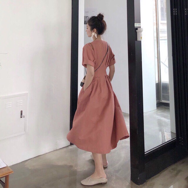 [ẢNH THẬT CUỐI] Đầm Maxi Hồng Form Xòe Bo Eo Đầm Dự Tiệc Form Dài - DM011 | BigBuy360 - bigbuy360.vn