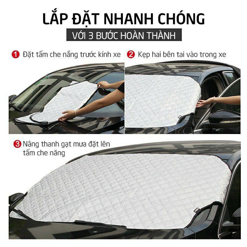 Bạt Phủ Xe Ô tô, Bạt che nắng kính lái xe ô tô hàng dày phản quang 3 lớp - bạt kính lái