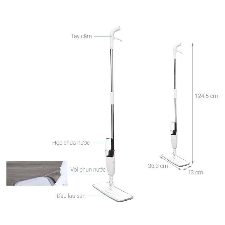 Cây lau nhà Xiaomi Deerma Water Spray Mop TB500 siêu nhẹ có phun nước