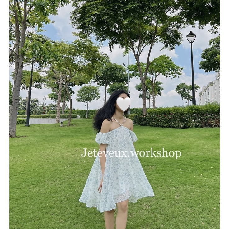 Váy dây cổ yếm bẹt vai - design by Jeteveux