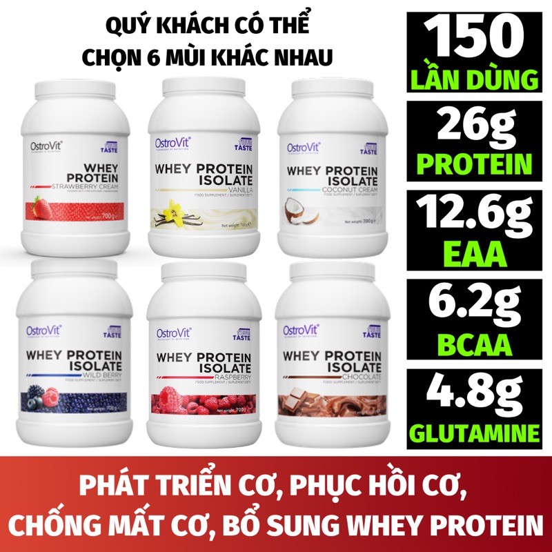 [Mua 4 Tặng 2] Sữa Tăng Cơ, Phát Triển Cơ, Bổ Sung Protein Ostrovit Whey Protein Isolate (2.1kg) - Chọn 6 Mùi Tùy Ý