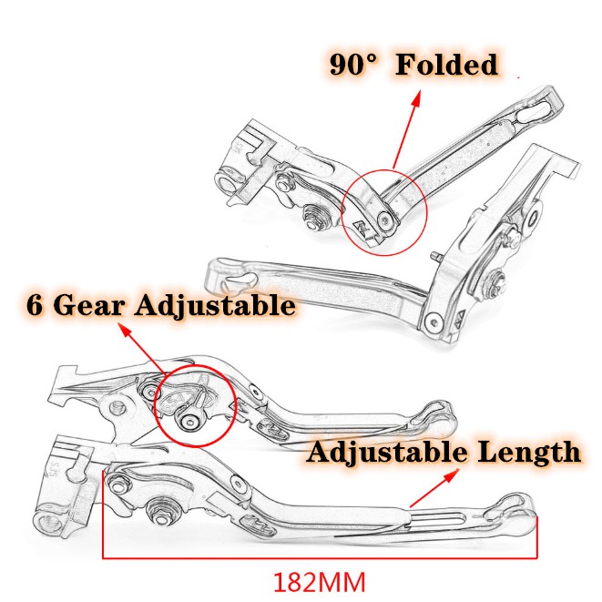 Honda Monkey MSX125 MSX125SF GROM 2014-2020 modified CNC aluminum alloy 6-stage adjustable lever brake lever clutch lever Motorbike Accessories Motorbike Part