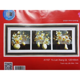 Tranh thêu chữ thập hoa ghép 3 bức A1157