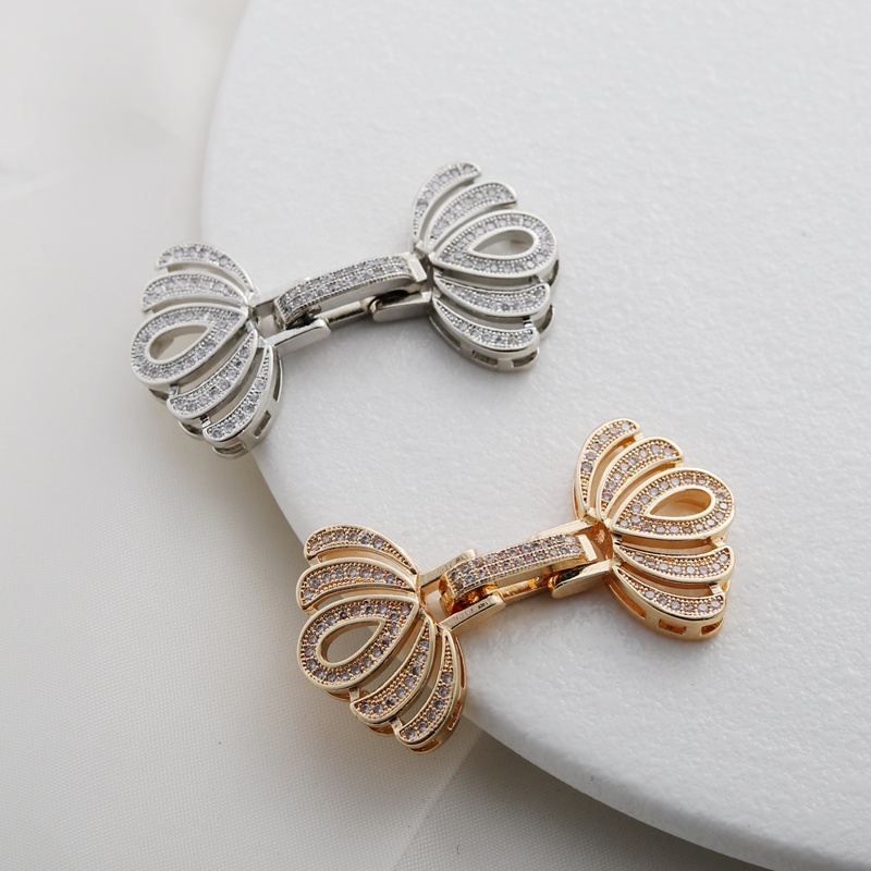 Đầu Khóa Cài Dây Chuyền / Vòng Tay Hai Đầu Bướm Dát Đá Zircon Màu Sắc 14k diy