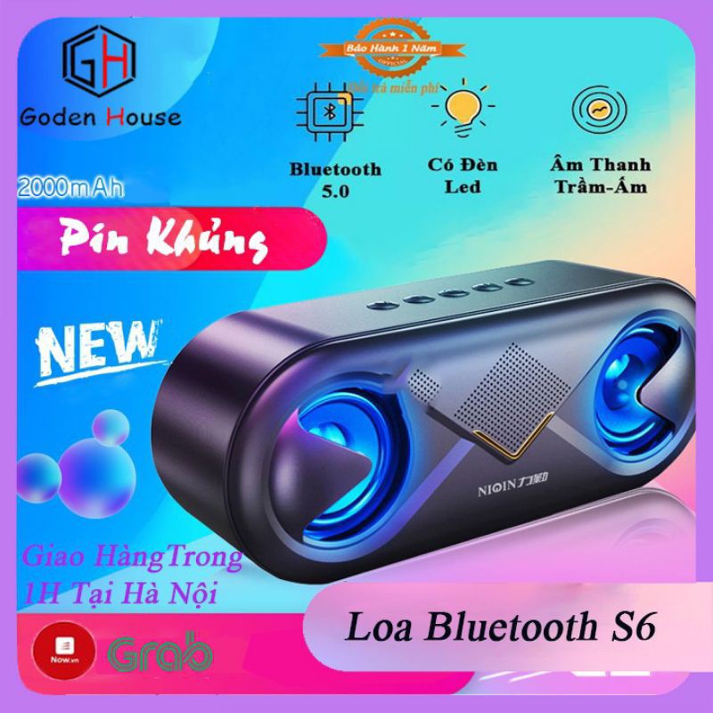 Loa bluetooth Liquin S6 cao cấp, loa bluetooth mini để bàn tích hợp công nghệ âm thanh stereo siêu trầm ấm