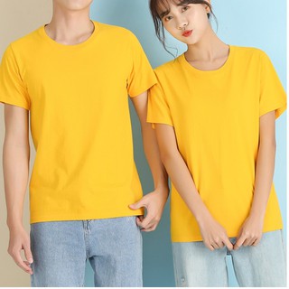 Áo thun trơn MÀU VÀNG, chất liệu cotton - Áo phông Nam Nữ cổ tròn thấm hút mồ hôi, dễ phối đồ. Nhận IN ẤN theo yêu cầu