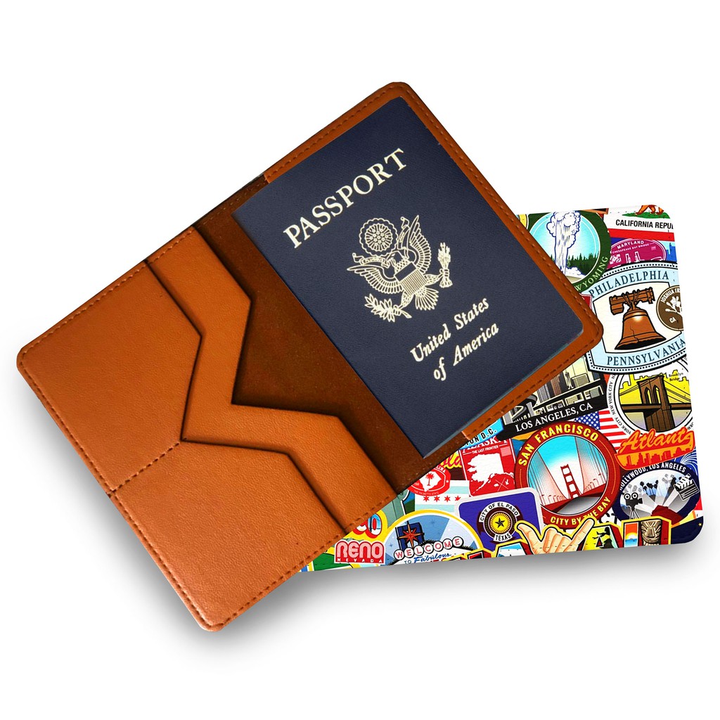 Ví Đựng Passport du lich New York City - Thiết Kế Trẻ Trung - Đa Năng Tiện Lợi - Bao Da Hộ Chiếu Stickers Cover - PPT125