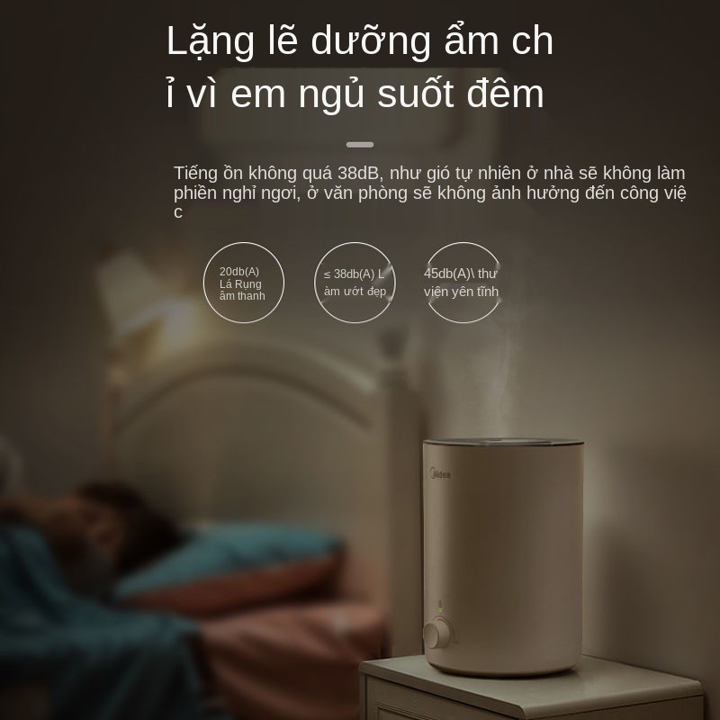 Máy tạo độ ẩm Midea hộ gia đình nhỏ phun sương phòng ngủ lớn mini cho bà bầu 3E25X