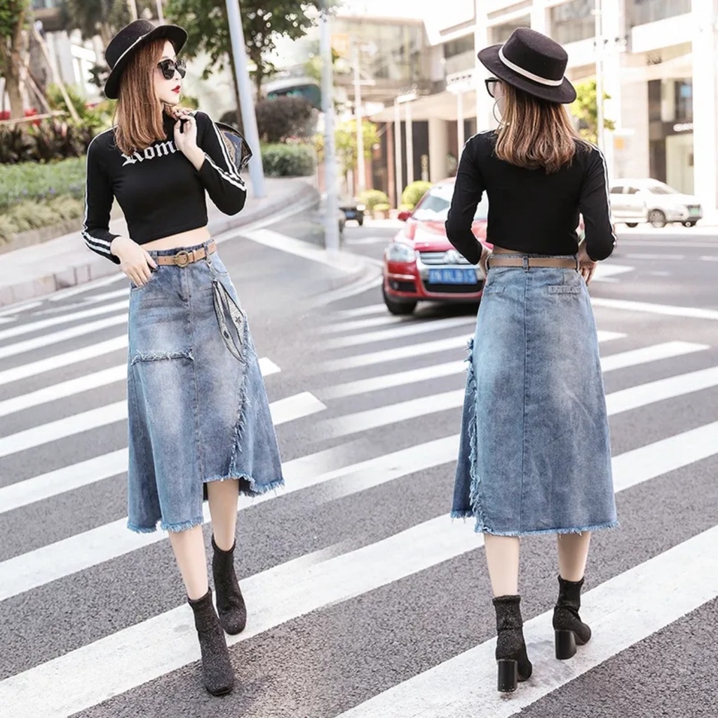Chân Váy Denim Lưng Cao Siêu Đẹp Nước ngoài