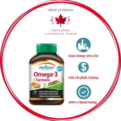 Dầu cá Omega 3 + Nghệ Jamieson không có dư vị tanh (75 viên)