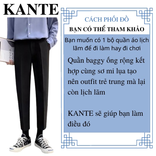 Quần baggy nam KANTE ống rộng vải tuyết Hàn cao cấp, quần tây âu nam co giãn tốt, không nhăn, không xù (BGA)