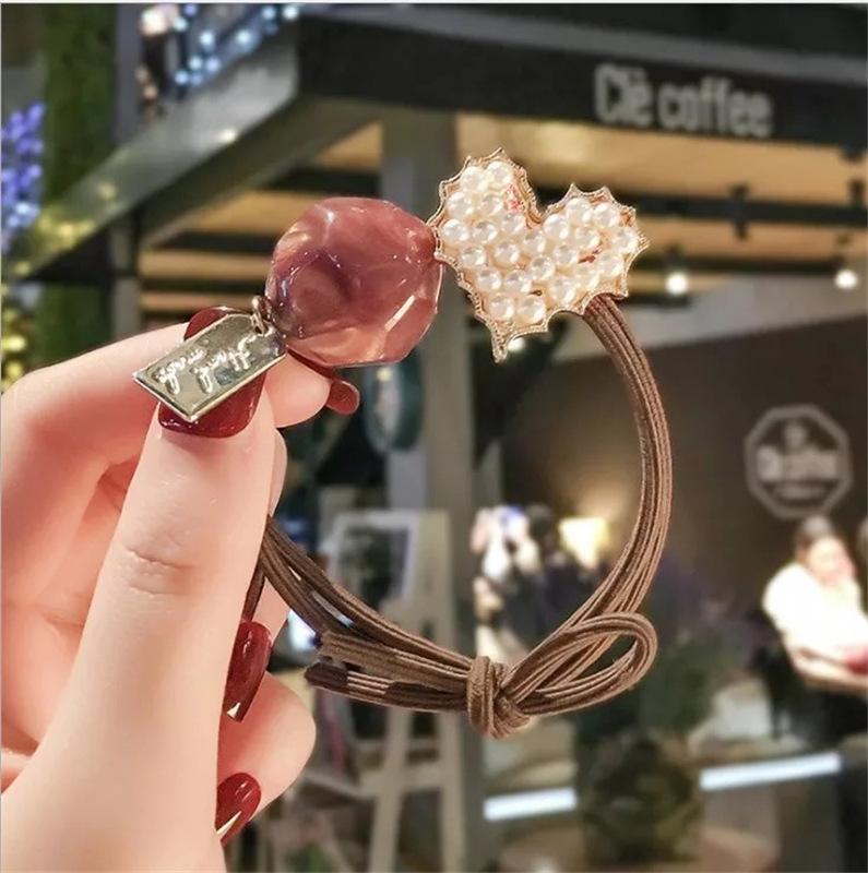 Dây cột tóc cao su đính ngọc trai giả kiểu Hàn Quốc dễ thương cho bé gái