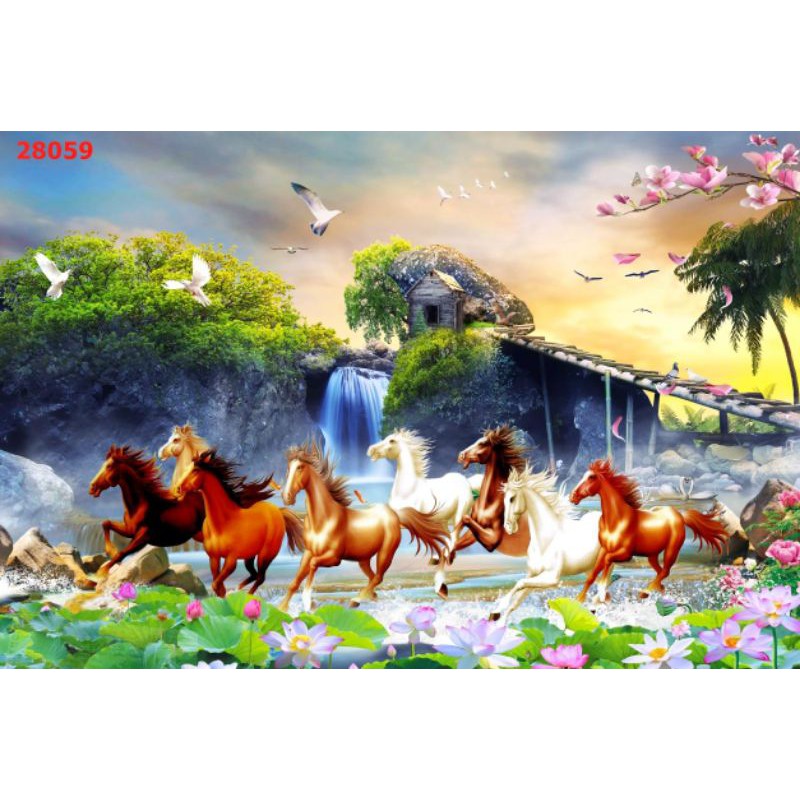 Tranh dán tường 3D mã đáo thành công nhiều mẫu