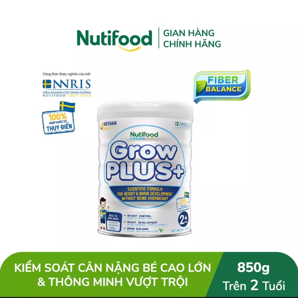 [HSD T7-2023] Sữa Bột Nuti Grow PLUS+ Trắng Cho Trẻ Trên 2 Tuổi 850g