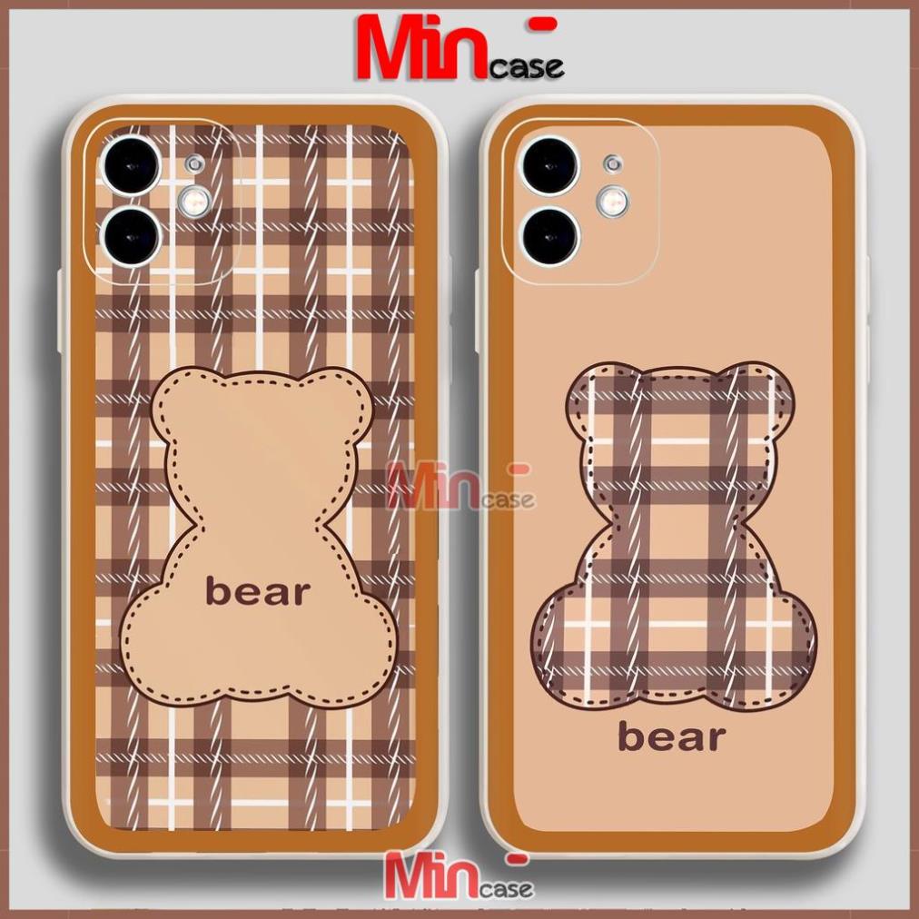 Ốp lưng iPhone Gấu Bear Cute cạnh viền vuông silicon mềm dẻo cho iphone 6/6s/7/8/X/Xr/XS/11/12/13 Pro Plus Max
