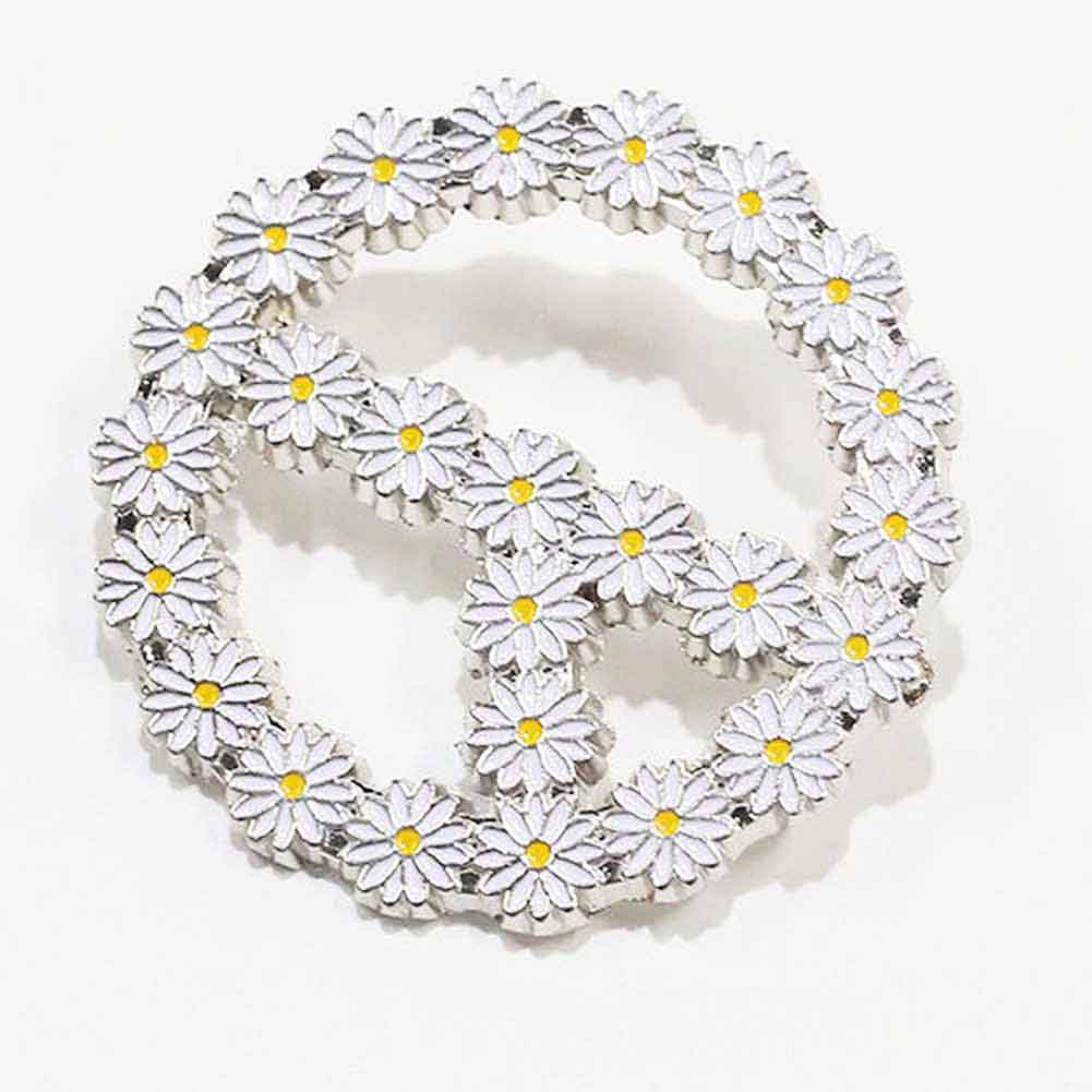 Ghim Cài Áo Hình Tròn Họa Tiết Hoa Cúc Thời Trang