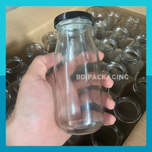 CHAI THỦY TINH 250ML NẮP THIẾC - CHAI ĐỰNG NƯỚC UỐNG, ĐỰNG SỮA, NƯỚC ÉP, GIA VỊ