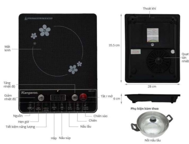 Bếp điện từ đơn Kangaroo kg356h tặng kèm bát lẩu