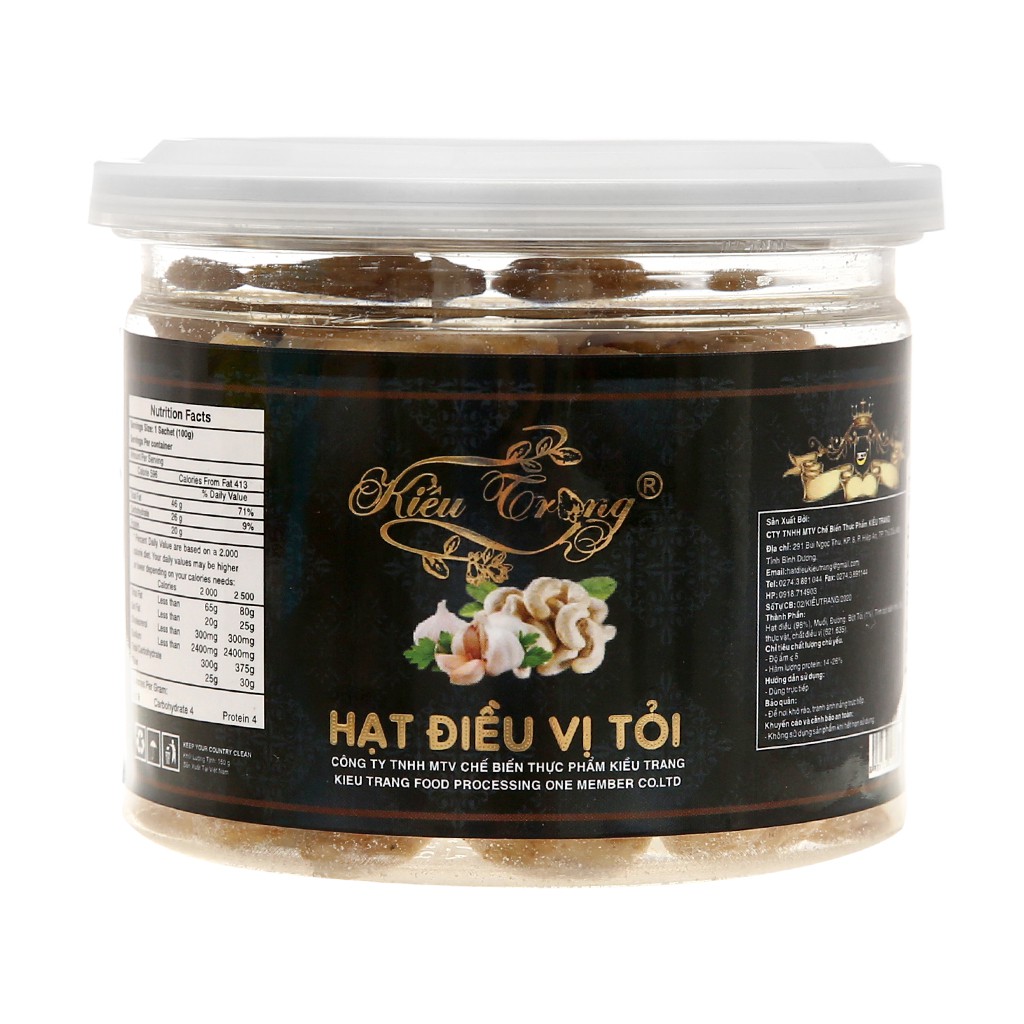 Hạt điều vị tỏi Kiều Trang hộp 150g