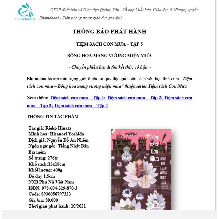 Sách - Tiệm sách cơn mưa tập 5