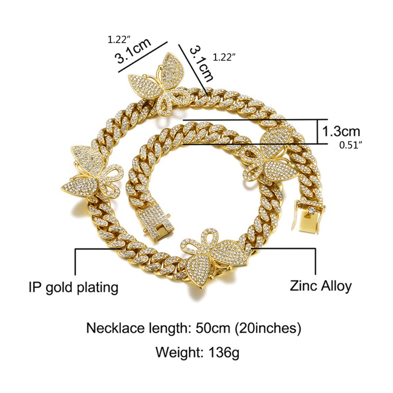 Vòng Cổ Choker Đính Đá Zircon Hình Bướm Dành Cho Nữ Thanh Thiếu Niên