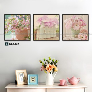 Set 3 tranh Canvas mẫu hoa vuông