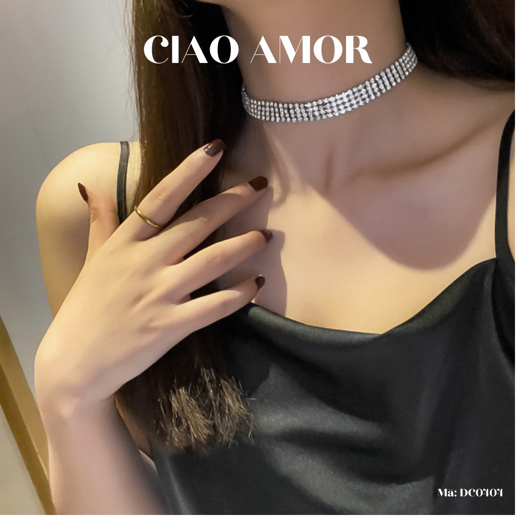 Choker đá, Dây chuyền lấp lánh 4 mảnh dài thẳng xích sang trọng dự tiệc Trang sức Ciao Amor - DC0404