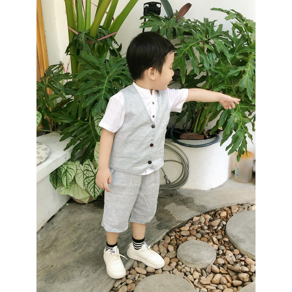 Bộ Gile Chất Liệu Linen Cao Cấp Phong Cách Hàn Quốc Cho Bé Trai - AVETT SET - GIL004 - SAOLA KIDS CLOTHING