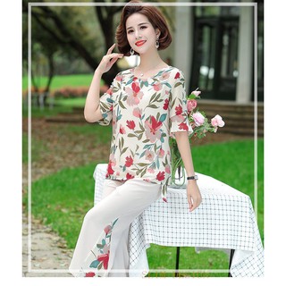 Bộ đồ nữ trung niên quần ống rộng