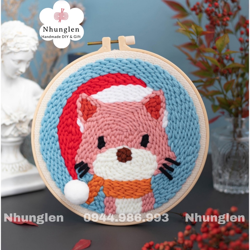 DIY Bộ Thêu Len Xù Chủ Đề Noel - Punch Needle Decor -  Qùa Tặng Handmade Ý Nghĩa