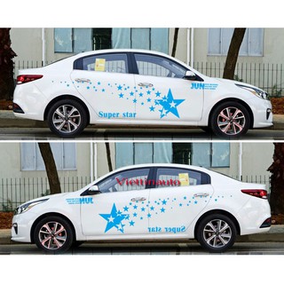 Tem dán 2 bên sườn Ô tô Super Star D-207 (Tặng kèm dụng cụ dán Tem) - Mầu Xanh