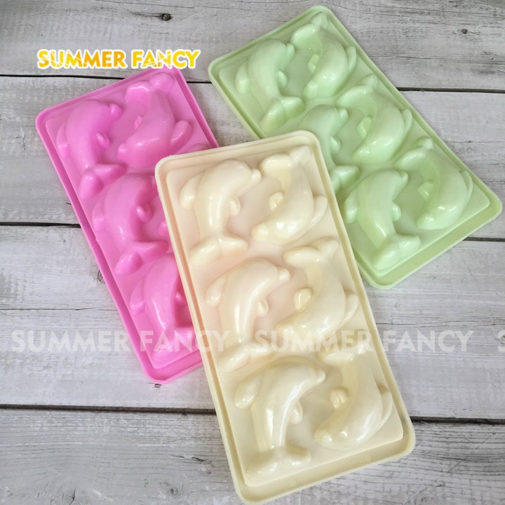 Khuôn thạch 6 con cá heo, khay đá hình cá heo - Dolphin ice tray - jelly mold VT-KD06