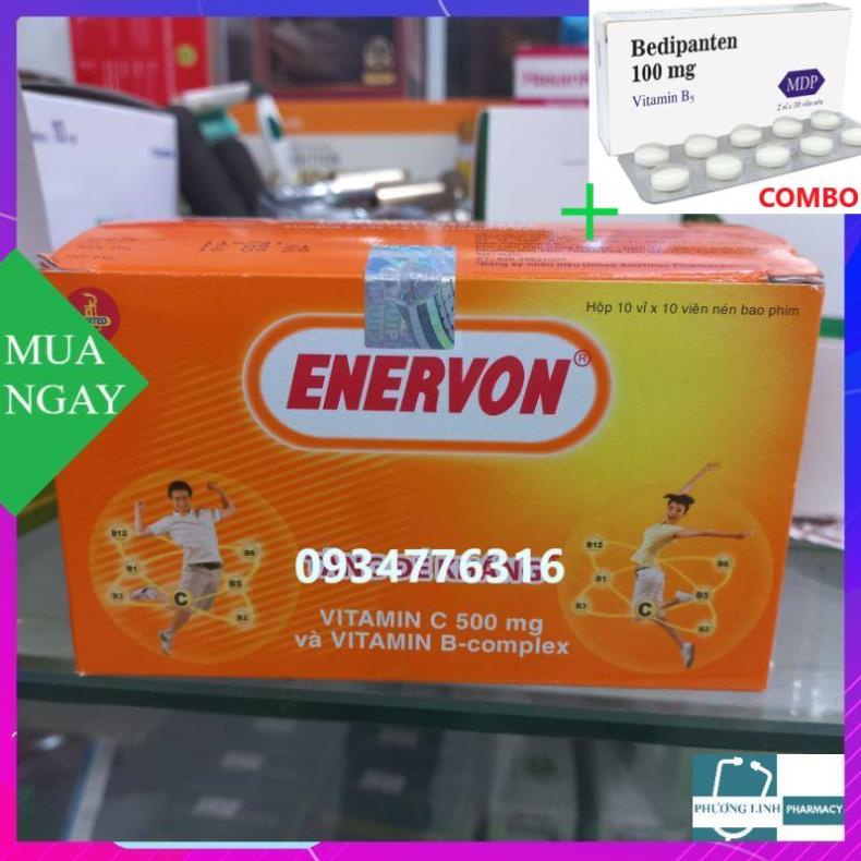 Combo Bedipanten 100mg +  Enervon C - Tăng đề kháng, Vitamin C và Vitamin B-Complex set 10 vỉ 10 viên