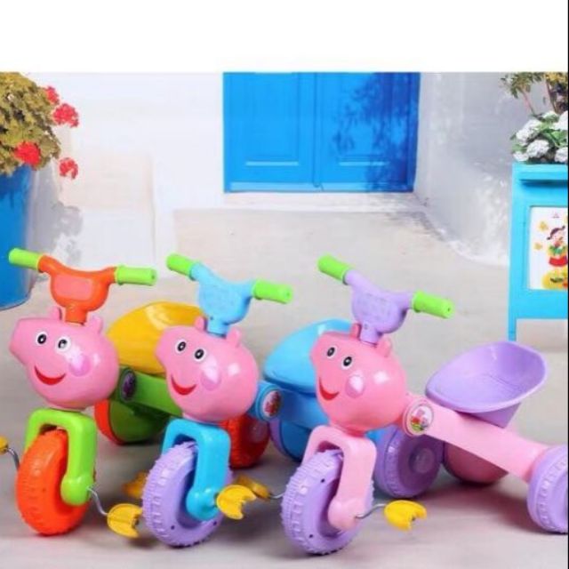 Xe đạp 3 bánh heo peppa cho bé. Xe 3 bánh phát nhạc và đèn - gập gọn dễ dàng