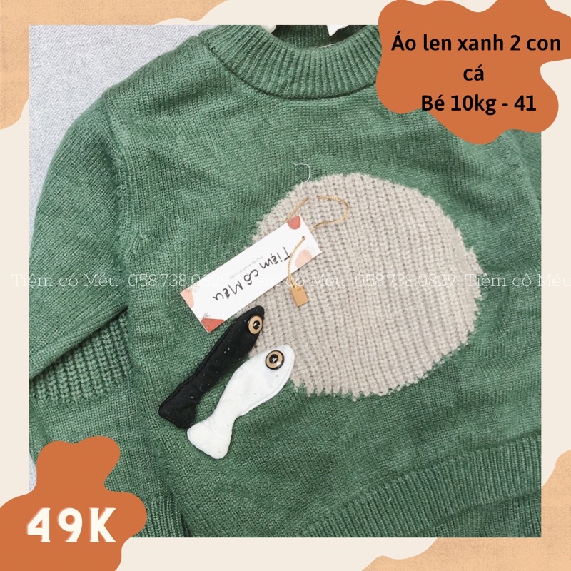 Áo len bé trai mà xanh hoạ tiết con cá- 41