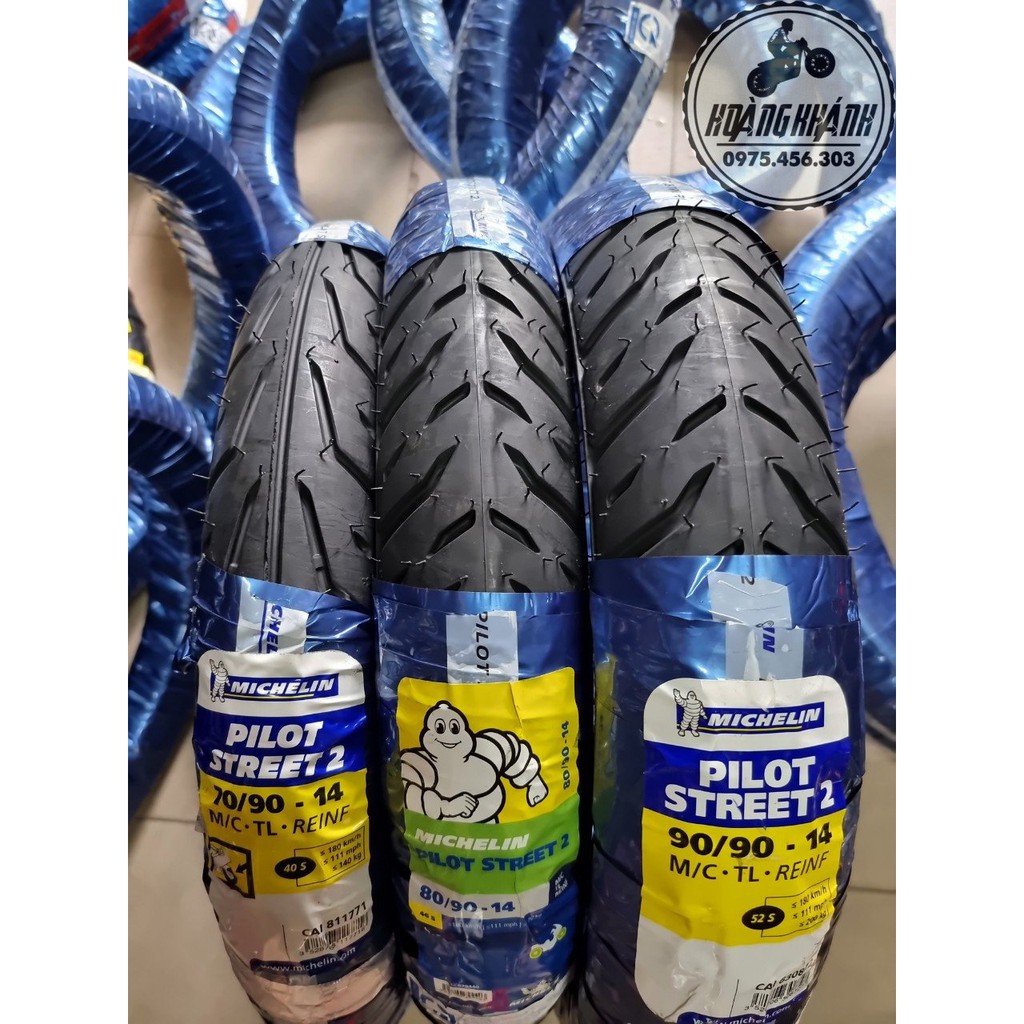 Vỏ Michelin Pilot Street 2 chính hãng (vỏ không ruột) 70/80/90-14