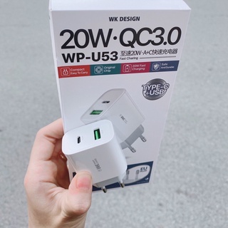 CỦ/CỐC SẠC 20W WP-U53. PD + QC 3.0 SIÊU BỀN