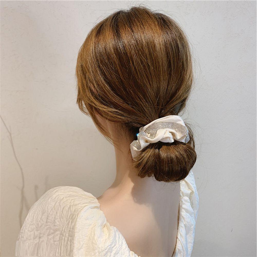 Dây Cột Tóc Scrunchies Bằng Vải Màu Trơn Phong Cách Hàn Quốc Cổ Điển Ngọt Ngào