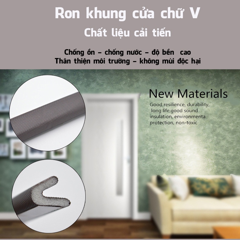 Ron chữ V lấp kín che khe hở khung cửa chống ồn thoát hơi cách âm ngăn bụi côn trùng giảm chấn Legaxi