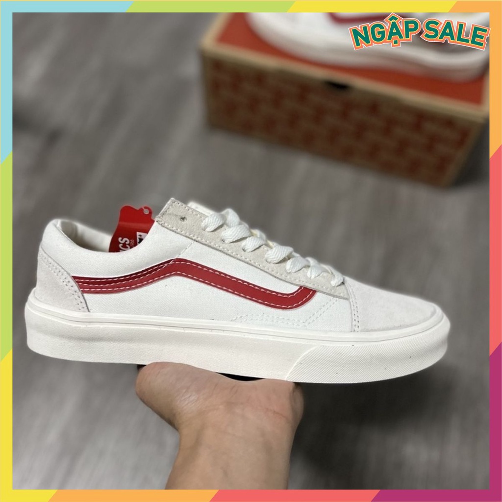 ⚡️GIÁ SỐC⚡️[Ảnh thật do shop tự chụp 100%] Giày vans trắng sọc đỏ