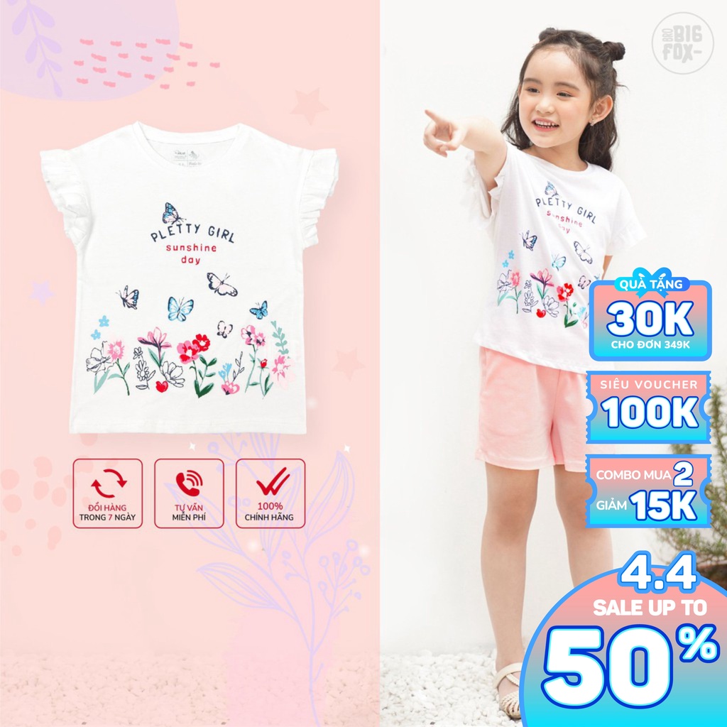 Áo Cộc Tay Cho Bé Gái Miss Meow Mùa Hè Chất Cotton In  PLETTY GIRL 3-11, Size Đại